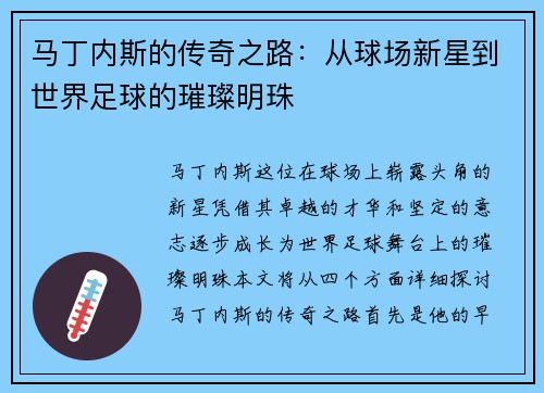 马丁内斯的传奇之路：从球场新星到世界足球的璀璨明珠